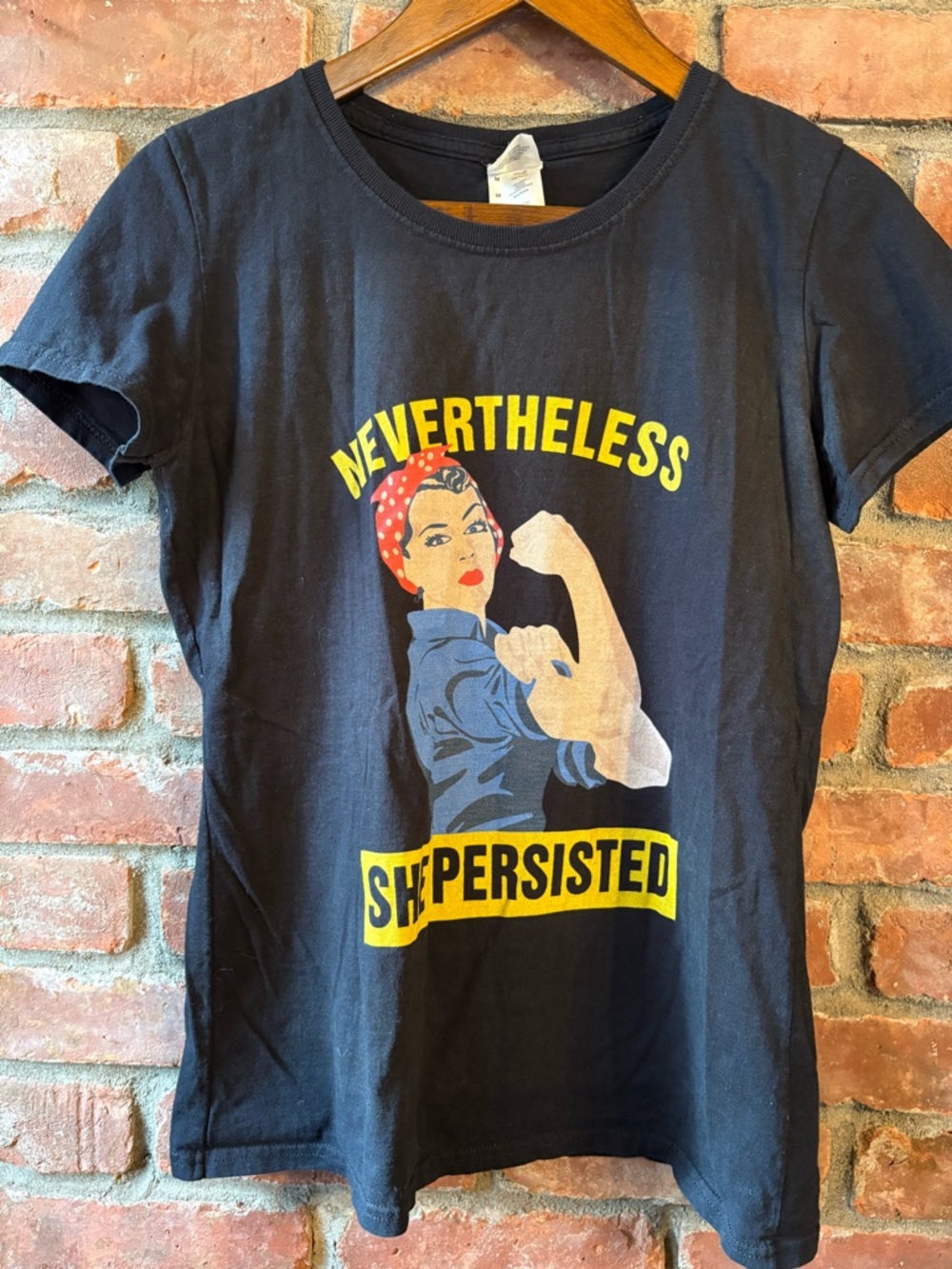 "Nevertheless She Persisted" Rosie the Riveter Graphic Tee - Black